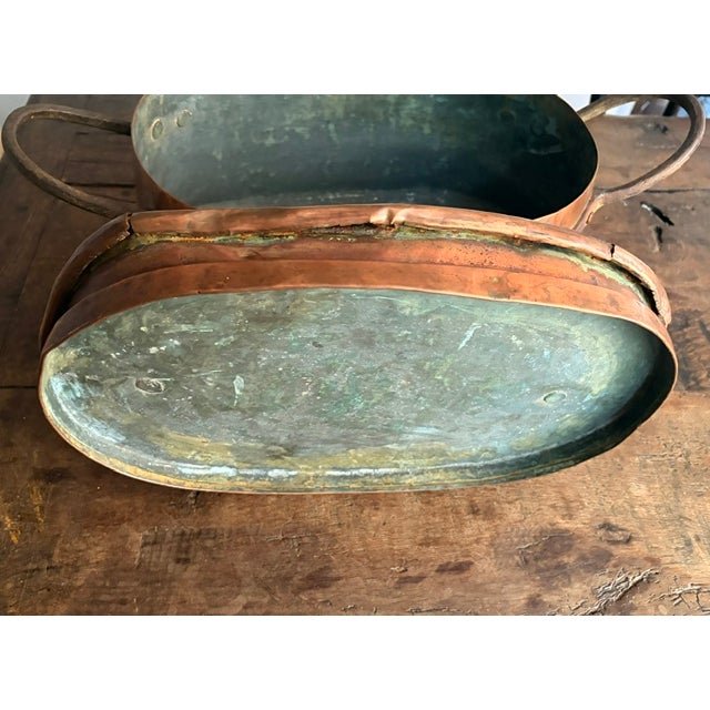 Antique Copper Daubiere or Brasiere Pot With Dovetailed Bottom and Hand Forged Handles and Top For Sale - Image 11 of 12