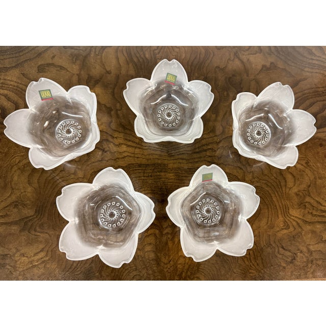 Early 21st Century Japanese Hoya, Japan Crystal Frosted Dessert Cups in Box, Set of Five For Sale - Image 5 of 12