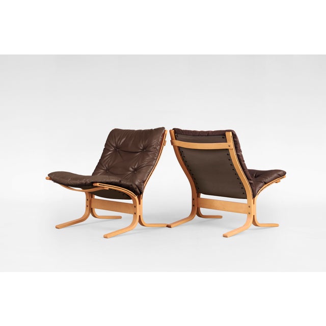 Ingmar Relling Vintage Siesta Chairs in Brown Leather by Ingmar Relling for Westnofa, 1970s, Set of 2 For Sale - Image 4 of 5