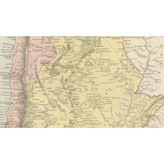 Paper Antique Map of Chile, Argentina and Bolivia from Bartholomew, 1884 For Sale - Image 7 of 9