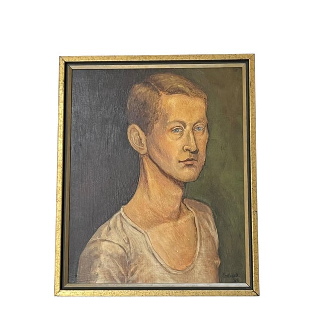 1960s 1960’s Portrait of a Young Male Artist Oil on Board For Sale - Image 5 of 12