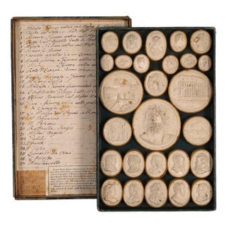 Antique 18th Century Grand Tour Plaster Intaglios in Leather & Marble from Pietro Bracci For Sale