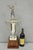 Vintage 1970s Art Deco Silver Metal Marble & Wood Figural Golf Trophy Award Cup. Circa Late 20th Century. Measurements:...