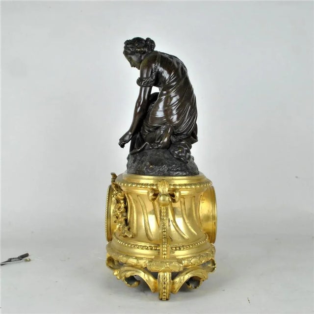 Bronze Clock Depicting Woman with Flowers from Schenewerk, 19th Century For Sale - Image 18 of 18