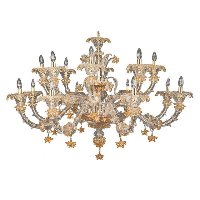 Rezzonico Chandelier in Crystal and Gold Murano Glass, 1950s For Sale - Image 10 of 10