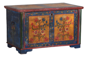 Antique Folk Art Style Chest with Floral Motifs, 1920s