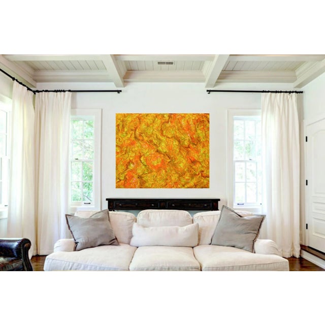 Textile "Inside Amber" by Trixie Pitts Large Abstract Expressionist Oil Painting For Sale - Image 7 of 12