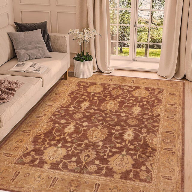 "Enhance the ambiance of your home with this magnificent Persian-influenced Turkish hand-knotted rug made by skilled...