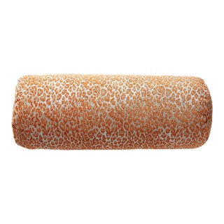 The House of Scalamandré Leopard Bolster Pillow, Orange Koi For Sale