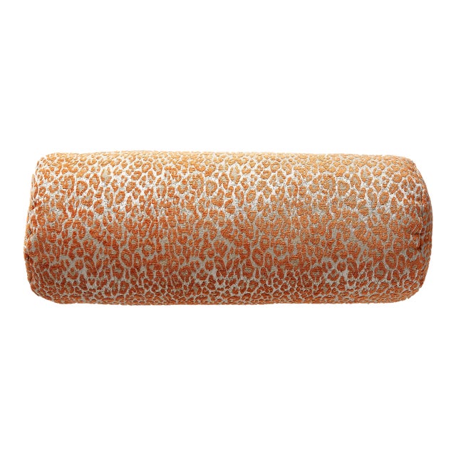 The House of Scalamandré Leopard Bolster Pillow, Orange Koi For Sale
