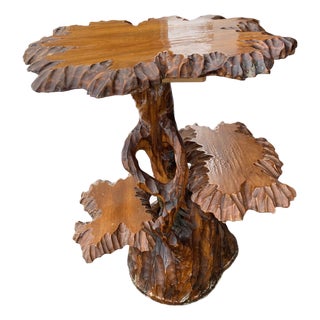 Natural Root Inspired Boho Tri Tiered Accent Side Table For Sale