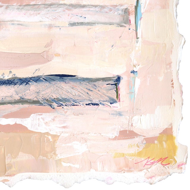 2020s Beach Courts - Abstract Pastel Tone Landscape Mixed Media Painting Artwork by Kellie Newsome For Sale - Image 5 of 6
