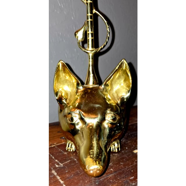 Mid-20th Century Virginia Metalcrafters Brass Fox Head and Riding Crop Doorstop For Sale - Image 9 of 12