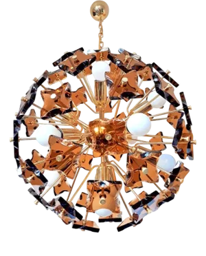 Sputnik 11-Light Chandelier in Brass from Fontana Arte, Italy, 1970s