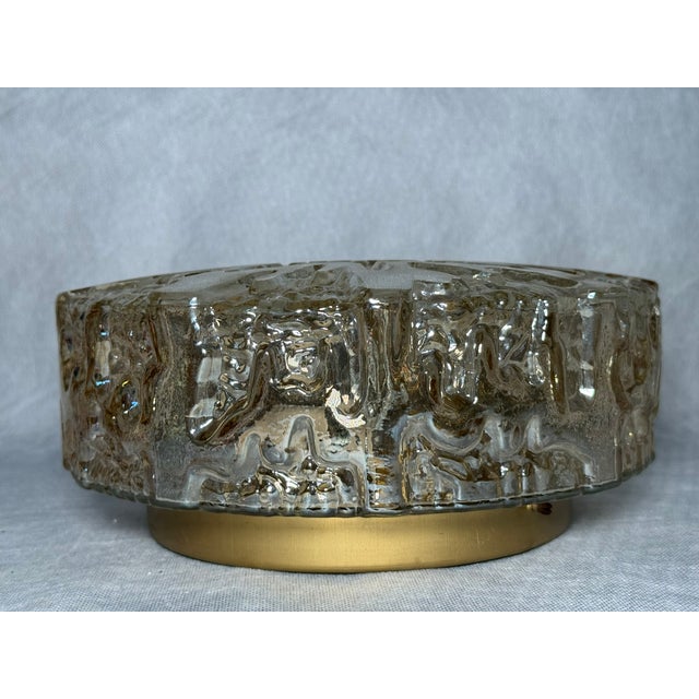 Italian Textured Flush Mount Ceiling Light, 1970s For Sale - Image 4 of 9