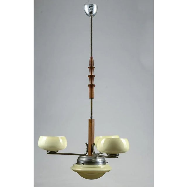 Brown Art Deco Hanging Lamp in Metal and Glass For Sale - Image 8 of 9