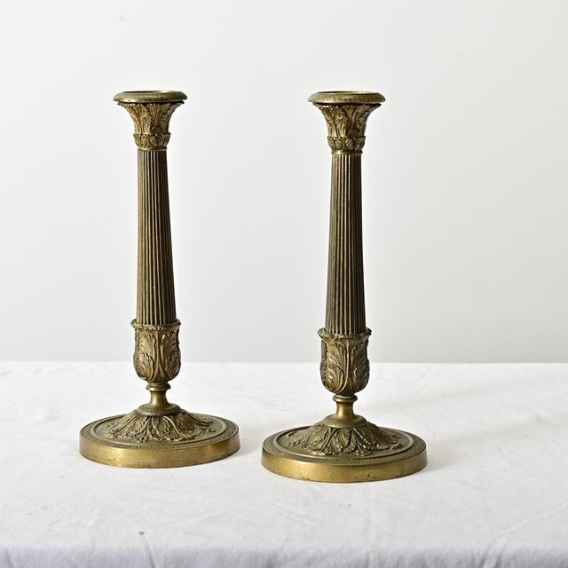 French Pair 18th Century Louis XVI Style Bronze Candlesticks For Sale - Image 11 of 11