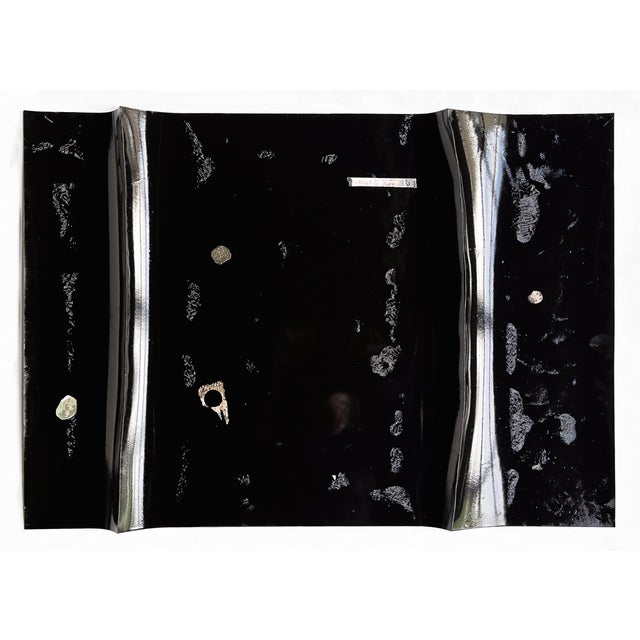 Abstract Contemporary Abstract High Gloss Lacquer, Marinage/Paper "Black River #38" by Harald Kröner For Sale - Image 3 of 6