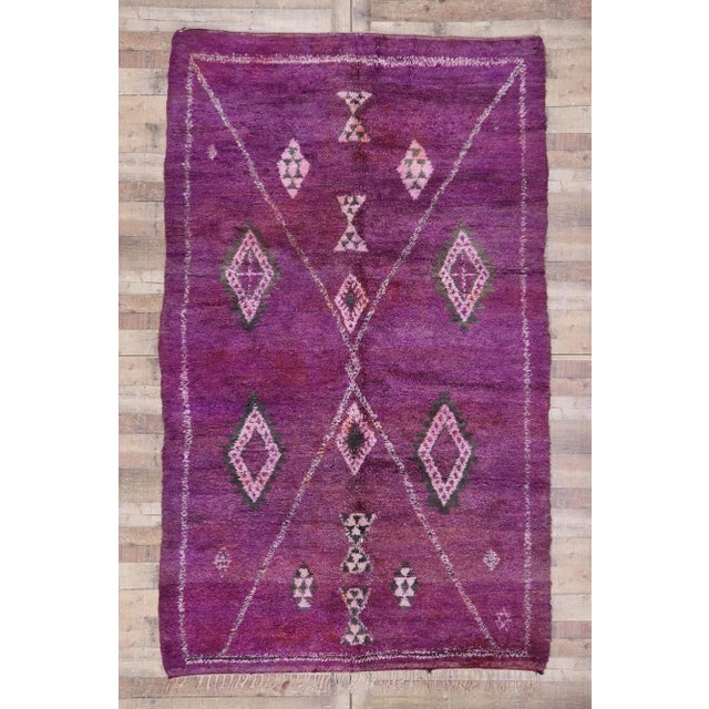 Vintage Purple Beni Mrirt Moroccan Rug - 06'00 X 09'09 For Sale - Image 9 of 9