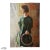 Signed oil on canvas by Rasky, circa 1960s-1980s, depicting a young girl standing beside a window holding a colorful hoop....