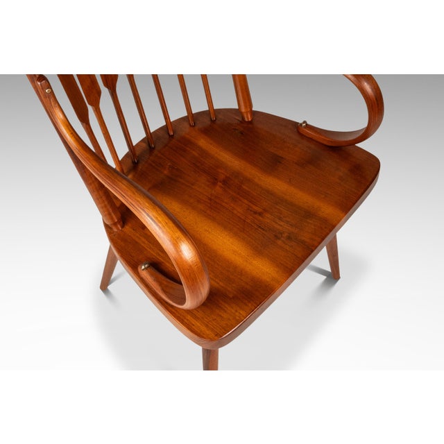 Set of Four (4) Mid-Century Modern Windsor "Centennial" Dining Armchairs in Solid Walnut Attributed to Kipp Stewart for Drexel, Usa, C. 1960's For Sale - Image 12 of 18