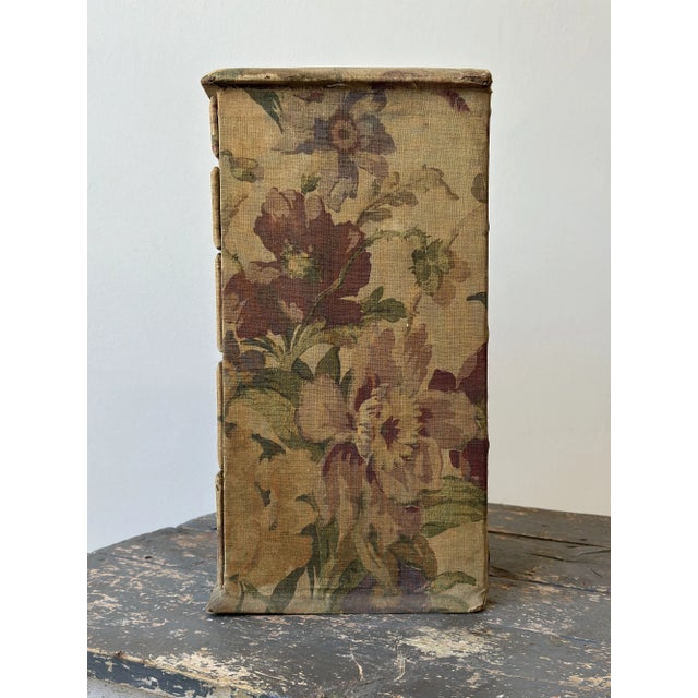 Antique Floral-Printed Fabric Covered Tabletop Haberdashery Cabinet, Circa Early 20th Century For Sale - Image 11 of 17
