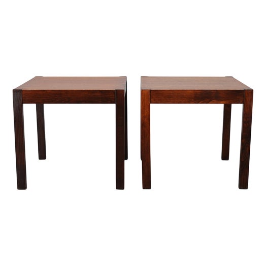 Square Wooden Side Tables, Denmark, 1960s, Set of 2 For Sale
