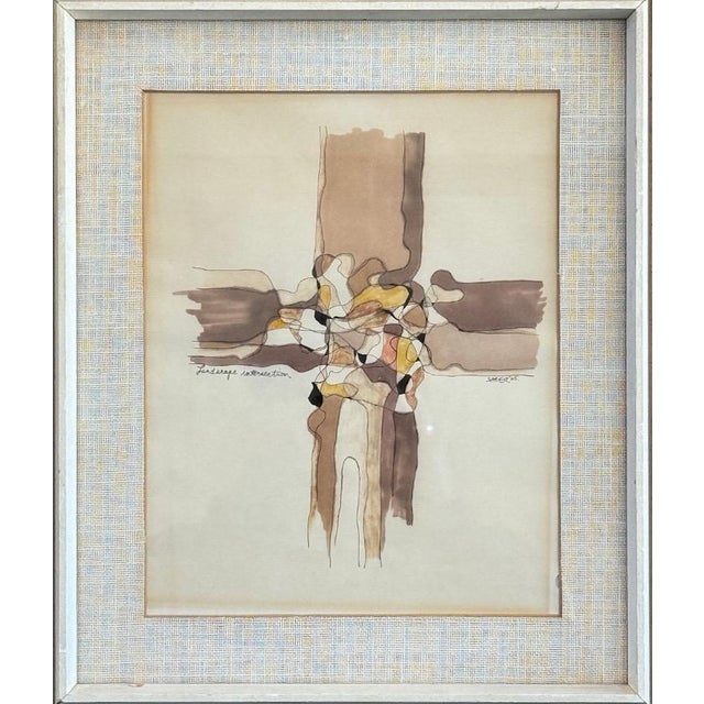 Vintage 1965 Abstract Casein Collage Signed By Sheer Add a touch of authentic mid-century modern character to your art...