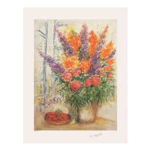 XL 1999 After Chagall "Bouquet With a Bowl of Cherries" Limited Edition Numbered Poster