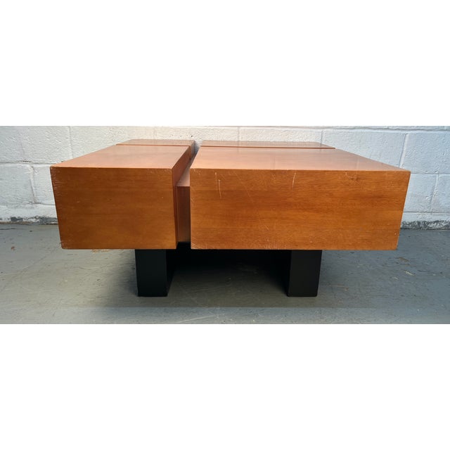 Brown Late 20th Century Mid-Century Modern Style Square Wooden Coffee Table For Sale - Image 8 of 13