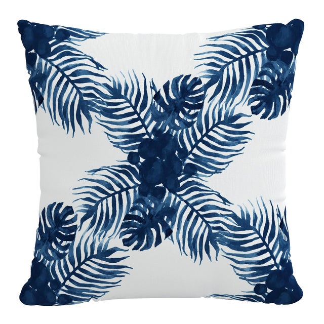 Not Yet Made - Made To Order 22" Indoor/Outdoor Pillow Navy Palm Cross For Sale - Image 5 of 5