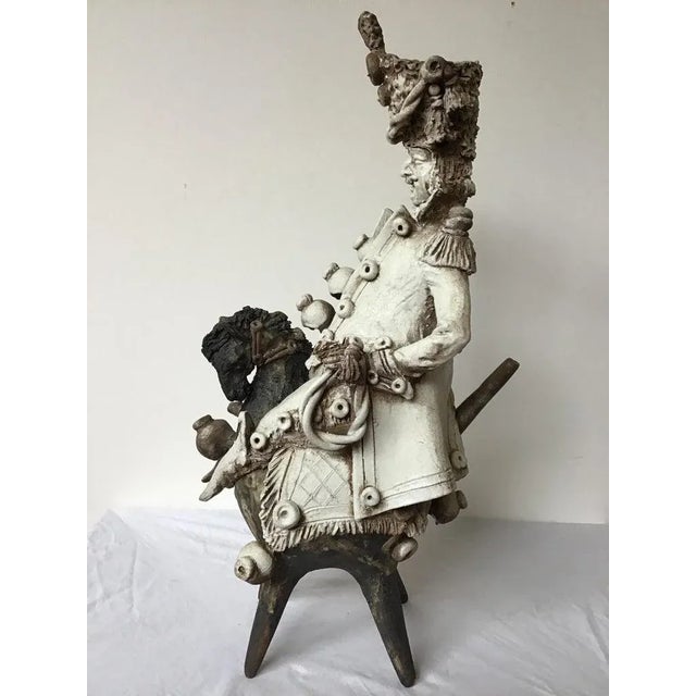 Off-white Signed Ceramic Russian Cossack on Horse For Sale - Image 8 of 13