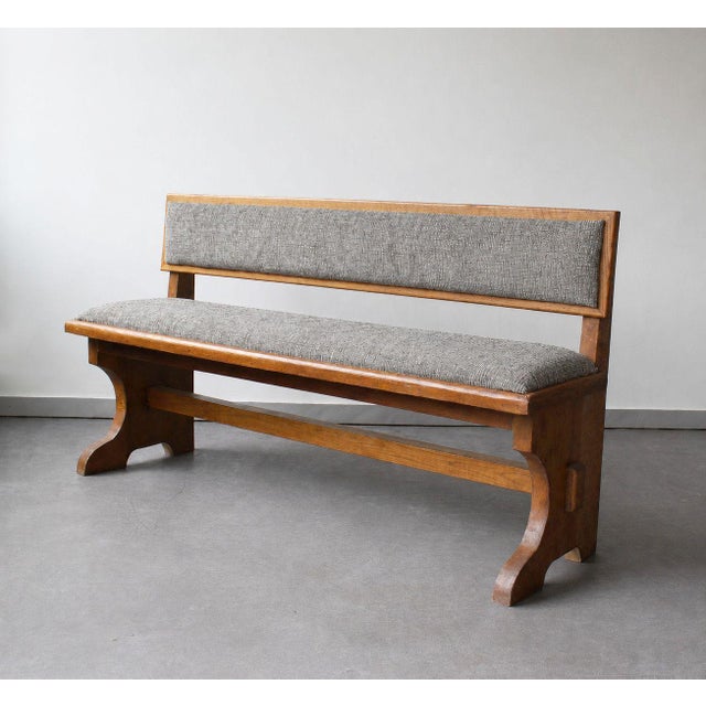 Modern Vintage Grey Bench in Oak, 1960 For Sale - Image 3 of 6