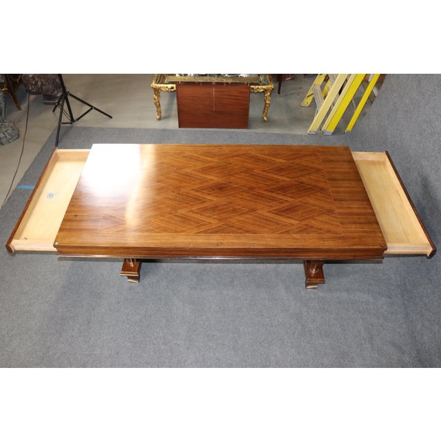 French Art Deco Bronze Mounted Dining Table Attributed to Jules Leleu For Sale - Image 14 of 16