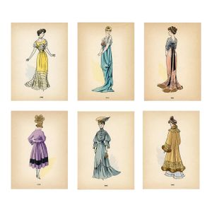 French Fashion Prints From the 1920s, Set of 6, Original Antique Pochoir Prints, France