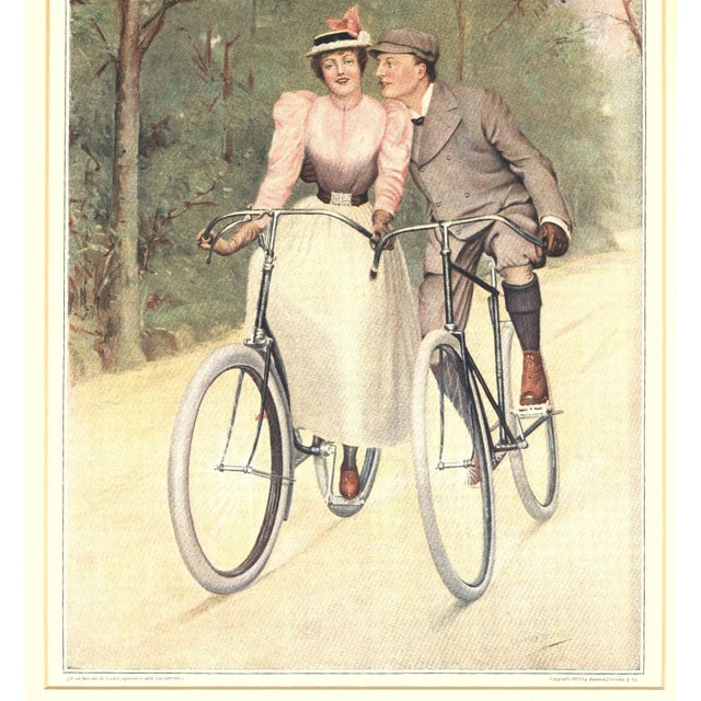 1893 French Antique Illustration Print for Bicycle Lovers, Matted For Sale - Image 4 of 4