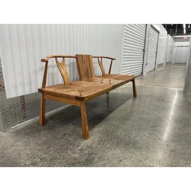 Postmodern Designer Xiaojie Zhu Post Modern Studio Made Zebra Wood Bench For Sale - Image 3 of 13