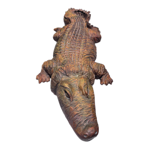 Monumental Hand-Carved Solid Wood Alligator Sculpture by Ken Packie, 6 Ft Long