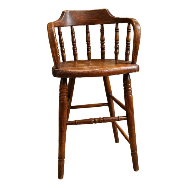 Antique Windsor Child's High Chair - C 1840 Pennsylvania Primitive For Sale