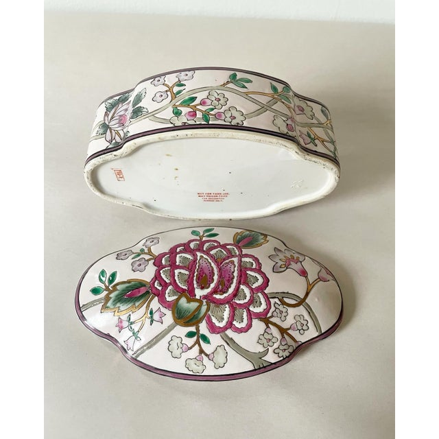 Ceramic Mid Century Pink and Green Floral Box For Sale - Image 7 of 7