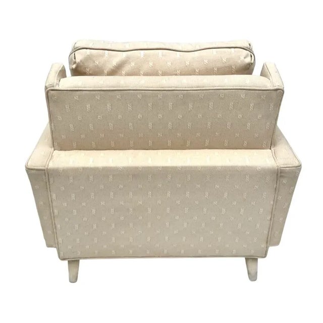 Off-white 1950's Fully Upholstered Custom Club Lounge Chair For Sale - Image 8 of 13