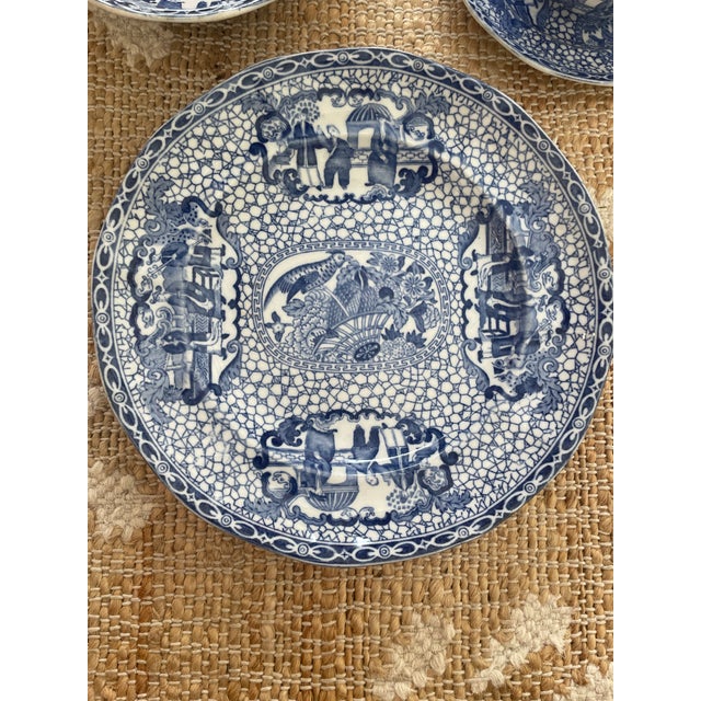 Antique 4 Piece Blue White Transferware Chinese Bird Pattern William Adams & Son For Sale - Image 10 of 12