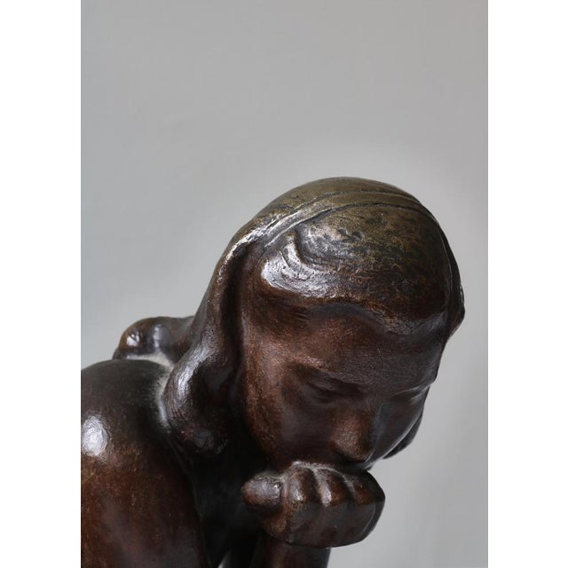 Black Woman Sculpture Patinated Bronze attributed to Johannes Hansen, Denmark, 1940s For Sale - Image 8 of 18