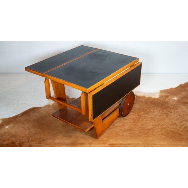 Alvar Aalto Art Deco Alvar Aalto Style Wooden Bar Cart, C. 1950s For Sale - Image 4 of 12