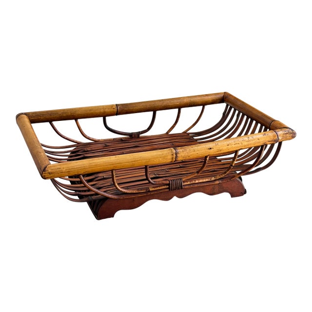 Vintage Bamboo Decorative Tray For Sale