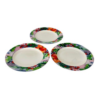 1990s Vitromaster Fruit Design Dinner Plates- Set of 3 For Sale