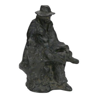 Bronze Sculpture “The Sittin’ Man” Signed Petronzio C1930 For Sale
