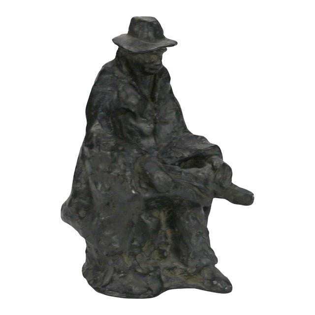 Bronze Sculpture “The Sittin’ Man” Signed Petronzio C1930 For Sale