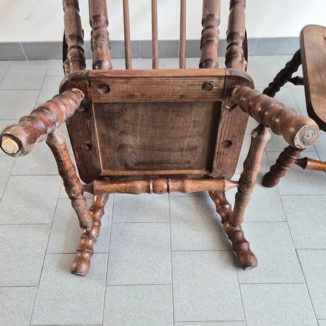 Vintage Brutalist Oak Armchairs with Spools, 1970s, Set of 2 For Sale - Image 14 of 17