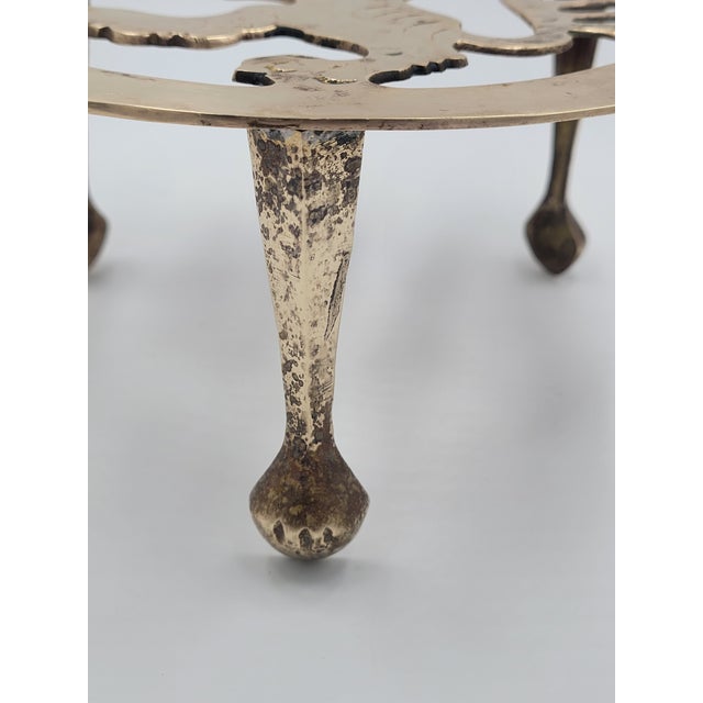 Late 19th Century 19th Century Antique Scottish Lion Rampant Brass Table Trivet For Sale - Image 5 of 12